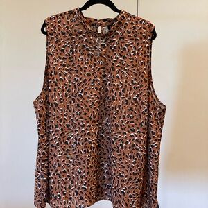 Eloquii Brown Animal Print Sleeveless Blouse